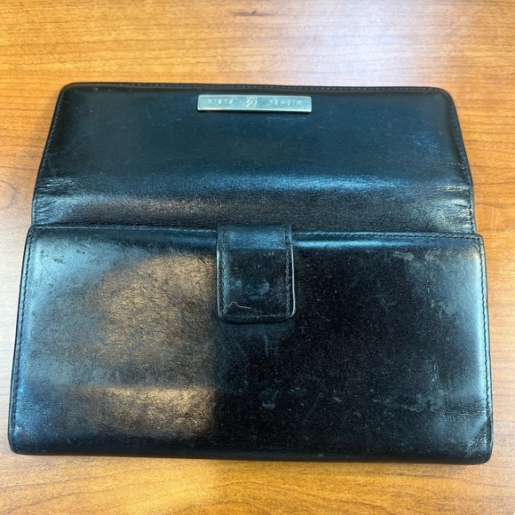 Vintage Michel Klein Black Leather Wallet Card Slots Zip Pouch Bill Fold - Picture 9 of 16